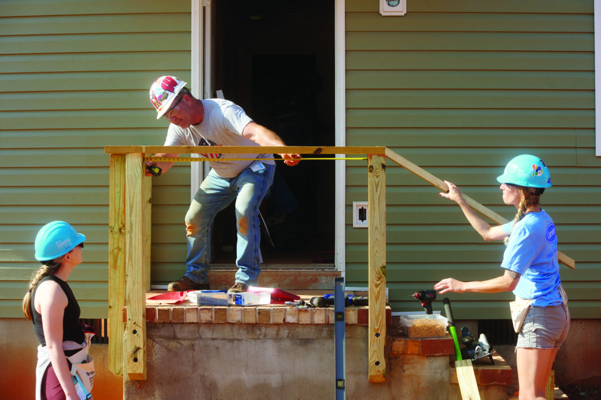 Habitat volunteers building a new home.